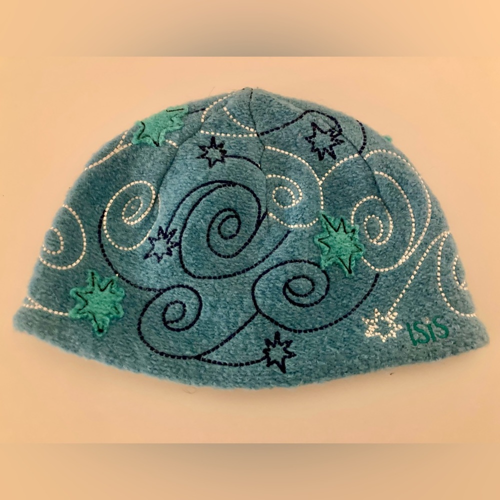 “Northern Lights” Embroidered Wool Winter Hat (size small)